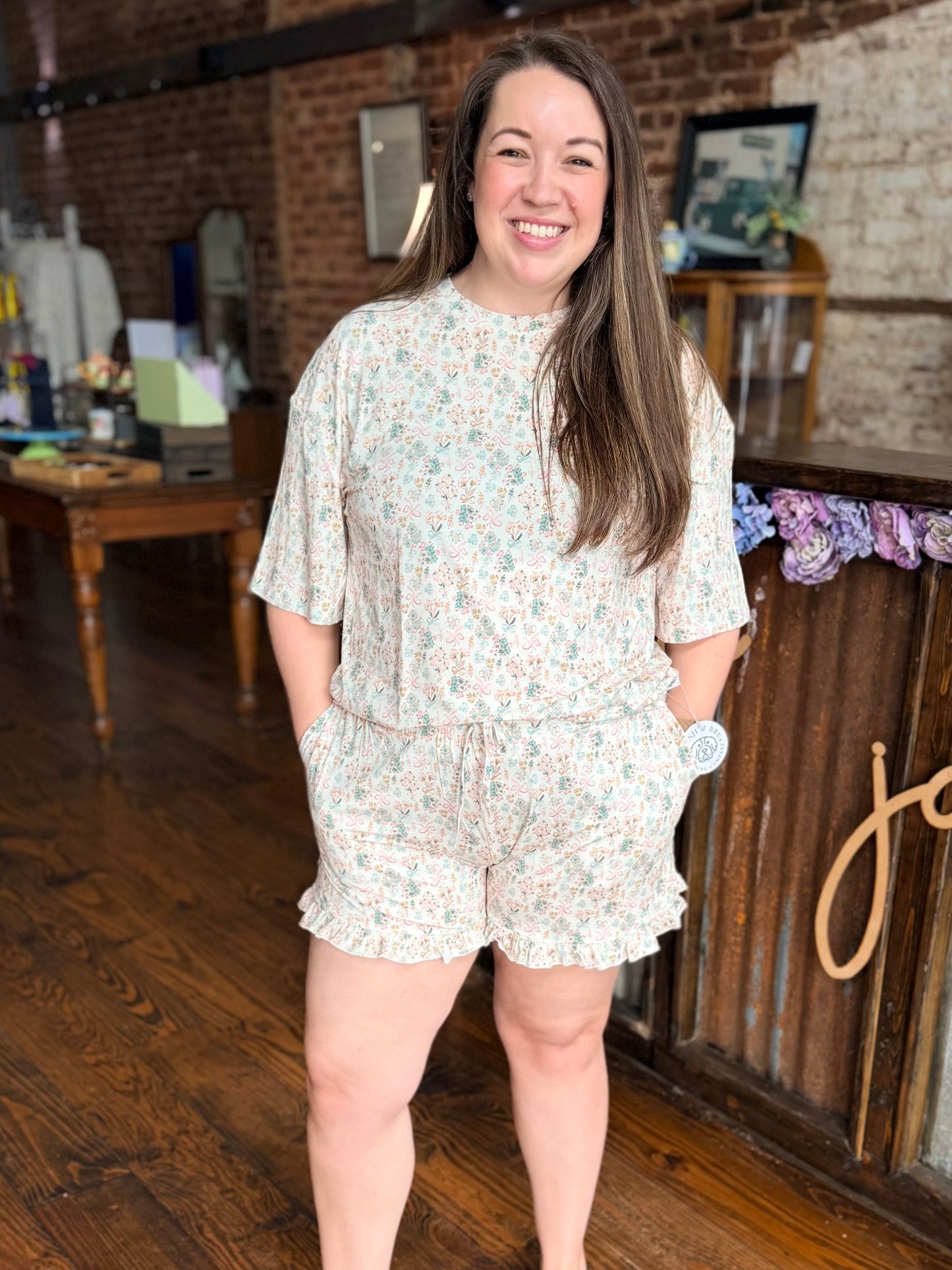 Heirloom Floral Adult Two-Piece Shorts Set