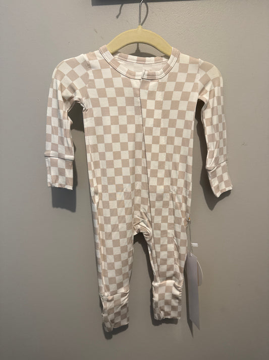 Cream Checkered Magnetic Onesie