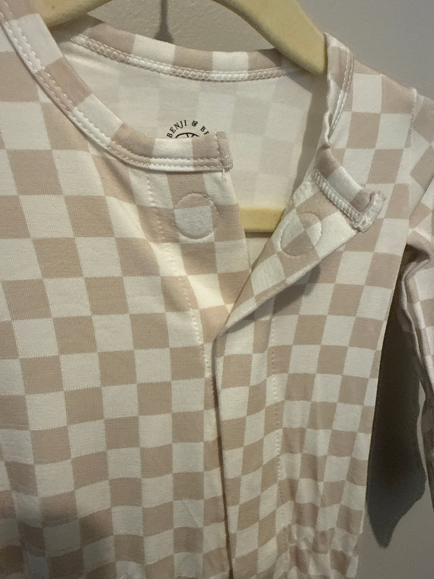 Cream Checkered Magnetic Onesie